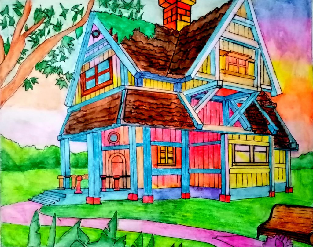 This is my hand drawn illustration of a beautiful home in Toronto (Canada)  built in 1912. I made this drawing with black pens, markers and colored  pencils. Hope you enjoy it! :) :