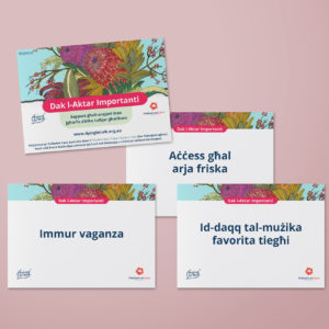 What matters most discussion cards in Maltese on a pink background
