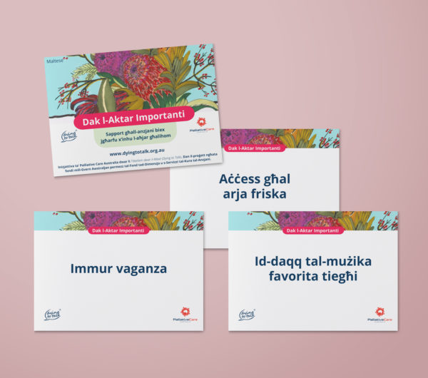 What matters most discussion cards in Maltese on a pink background