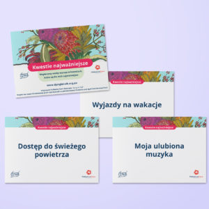 What matters most discussion cards in Polish on purple background