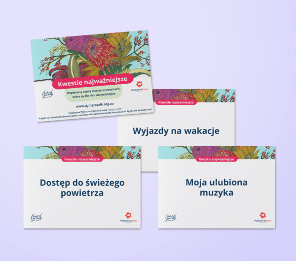 What matters most discussion cards in Polish on purple background
