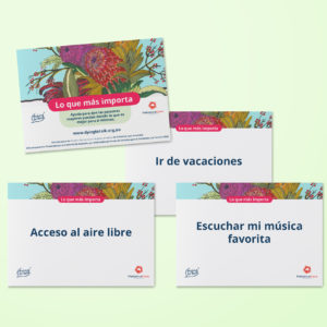 What matters most discussion cards in Spanish on green background